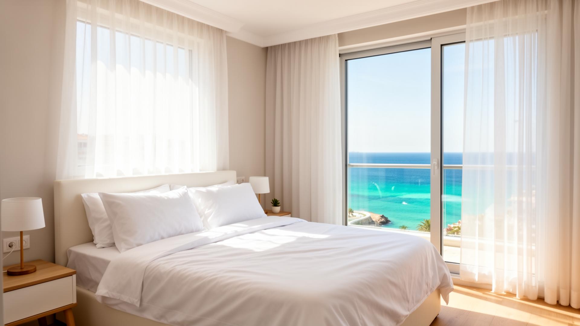 Antalya'da deniz manzaralı, temizlenmiş Airbnb dairesi